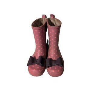 Sweet Honey Rain Boots Girls Size 10 Purple Pink Polka Dot Bow Outdoors